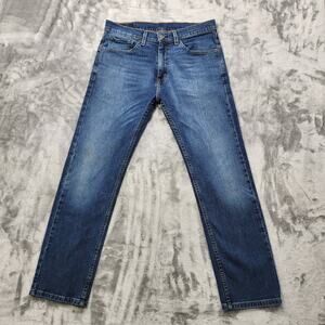 Levi's Jeans Mens W32 L30 Blue 505 Regular Fit Straight Leg Dark Wash Cotton